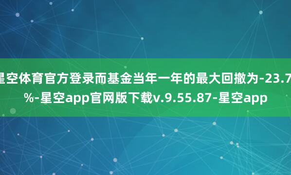 星空体育官方登录而基金当年一年的最大回撤为-23.71%-星空app官网版下载v.9.55.87-星空app